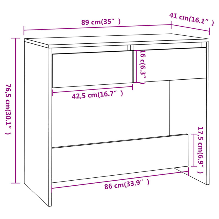 Avlastningsbord rökfärgad ek 89x41x76,5 cm konstruerat trä