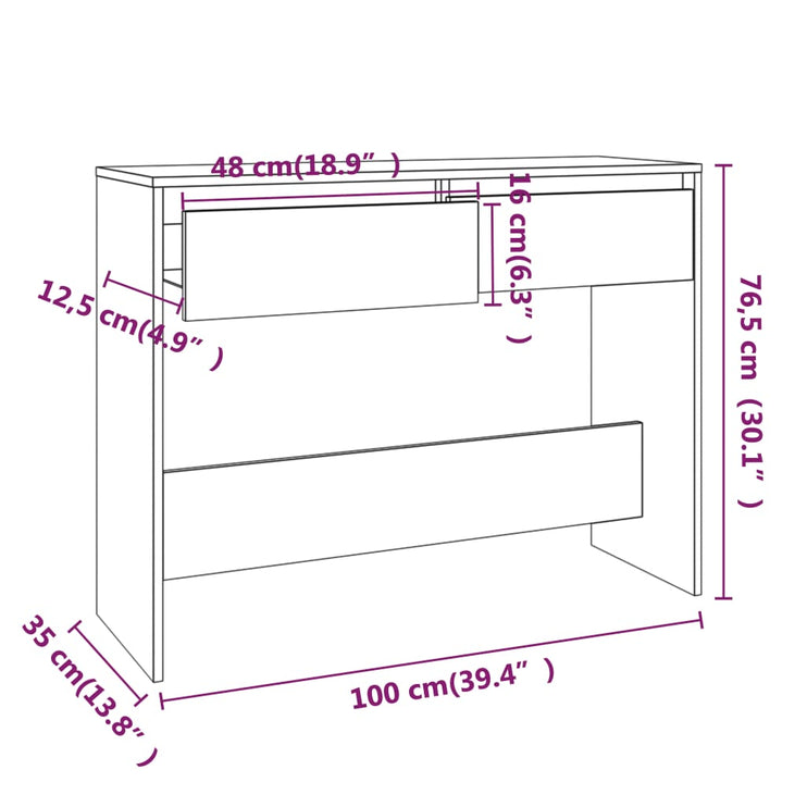 Avlastningsbord rökfärgad ek 100x35x76,5 cm konstruerat trä