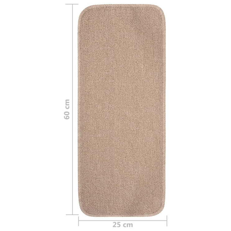 Trappstegsmattor halkfri 15 st 60x25 cm beige rektangulär