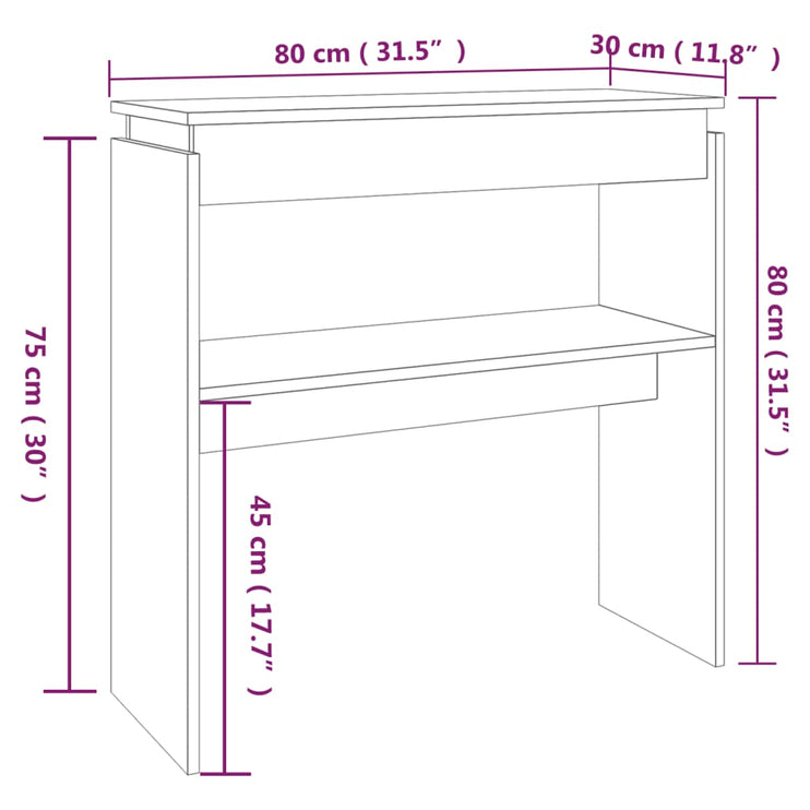 Avlastningsbord rökfärgad ek 80x30x80 cm konstruerat trä