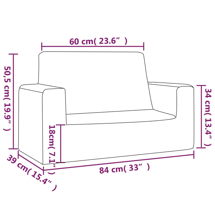 Barnsoffa 2-sits gräddvit mjuk plysch