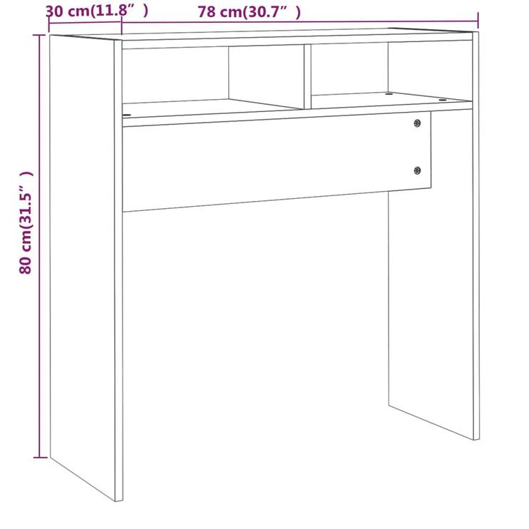 Avlastningsbord rökfärgad ek 78x30x80 cm konstruerat trä