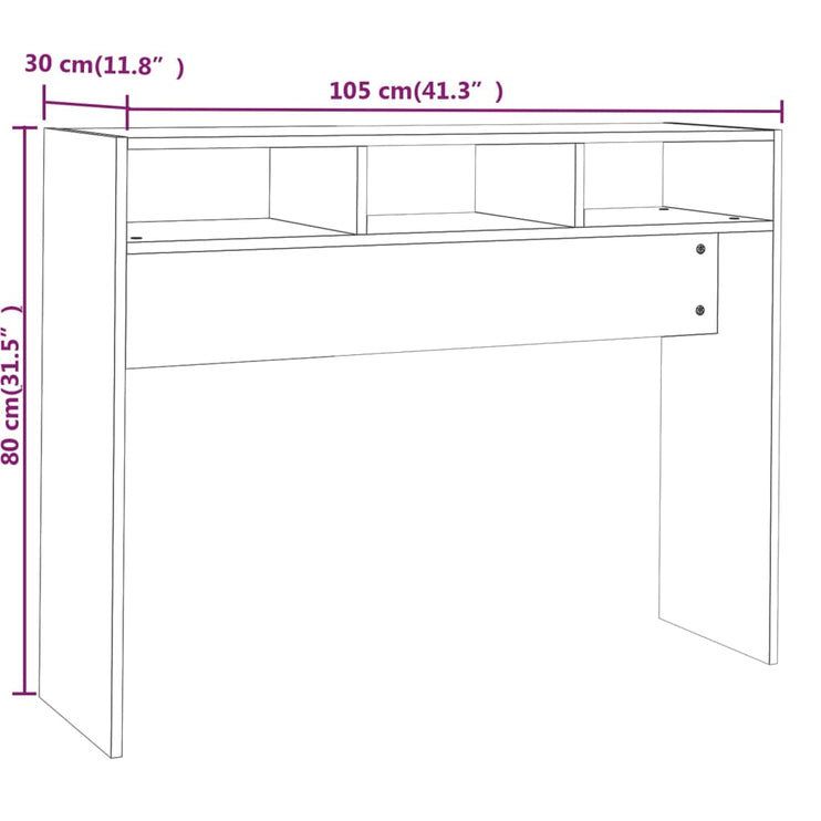 Avlastningsbord rökfärgad ek 105x30x80 cm konstruerat trä