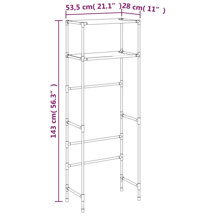 Toaletthylla med 2 hyllplan svart 53,5x28x143 cm järn