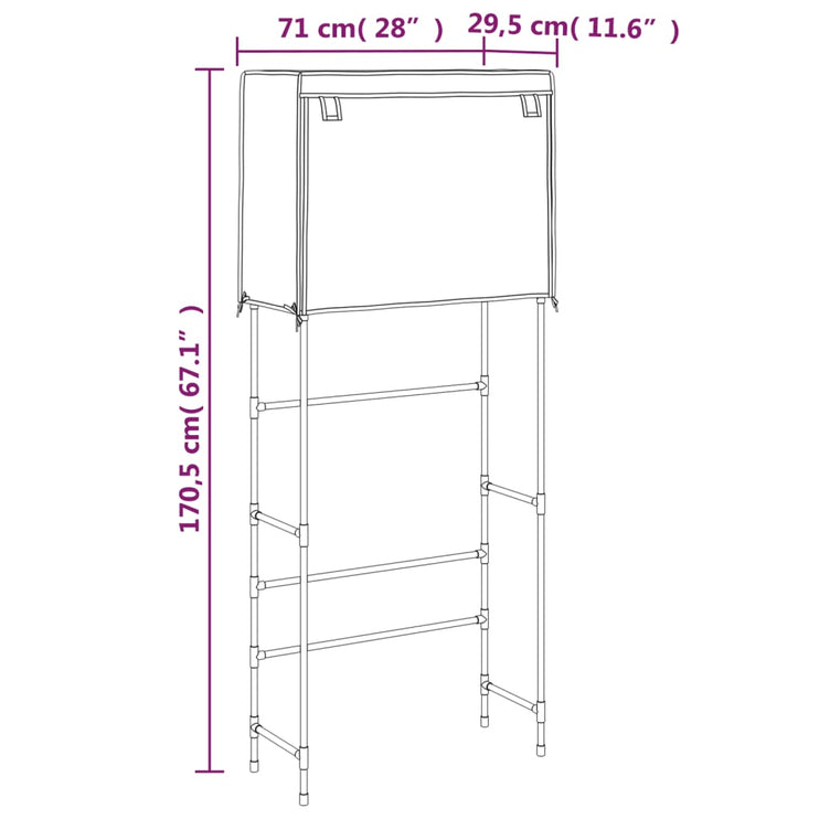 Hylla för tvättmaskin med 2 hyllplan svart 71x29,5x170,5cm järn