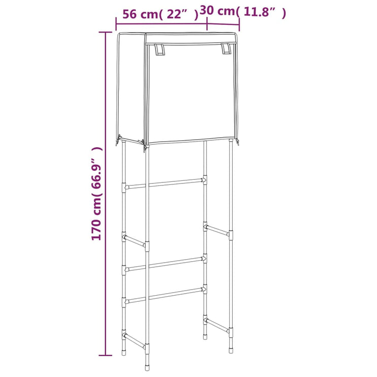 Toaletthylla med 2 hyllplan brun 56x30x170 cm järn