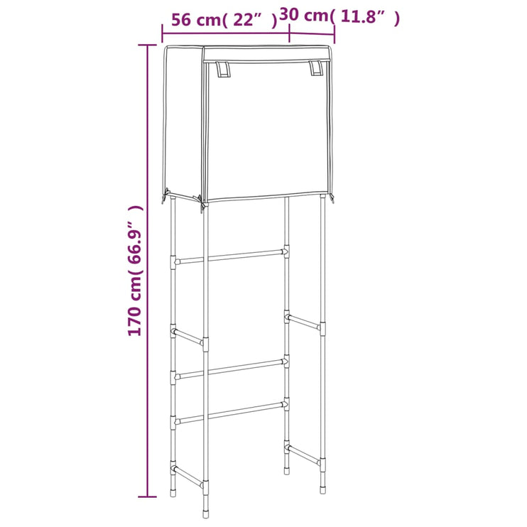 Toaletthylla med 2 hyllplan blå 56x30x170 cm järn