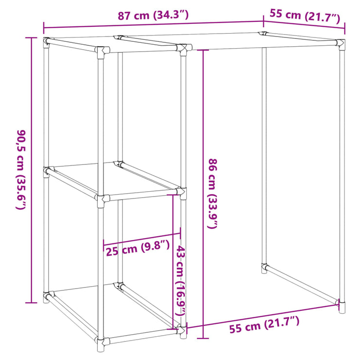 Hylla för tvättmaskin svart 87x55x90,5 cm järn