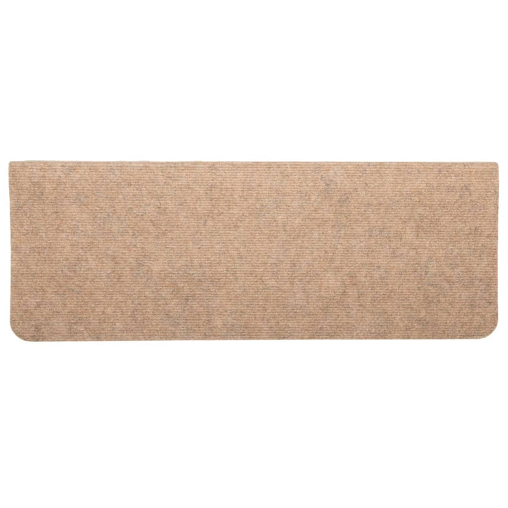 Trappstegsmattor självhäftande 15 st 65x24,5x3,5 cm beige