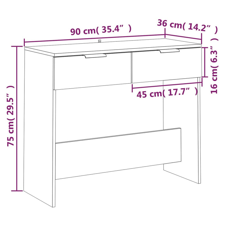 Avlastningsbord rökfärgad ek 90x36x75 cm konstruerat trä