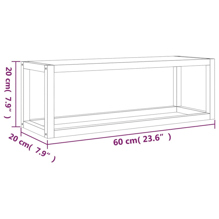 Handdukshylla 60x20x20 cm massivt valnötsträ