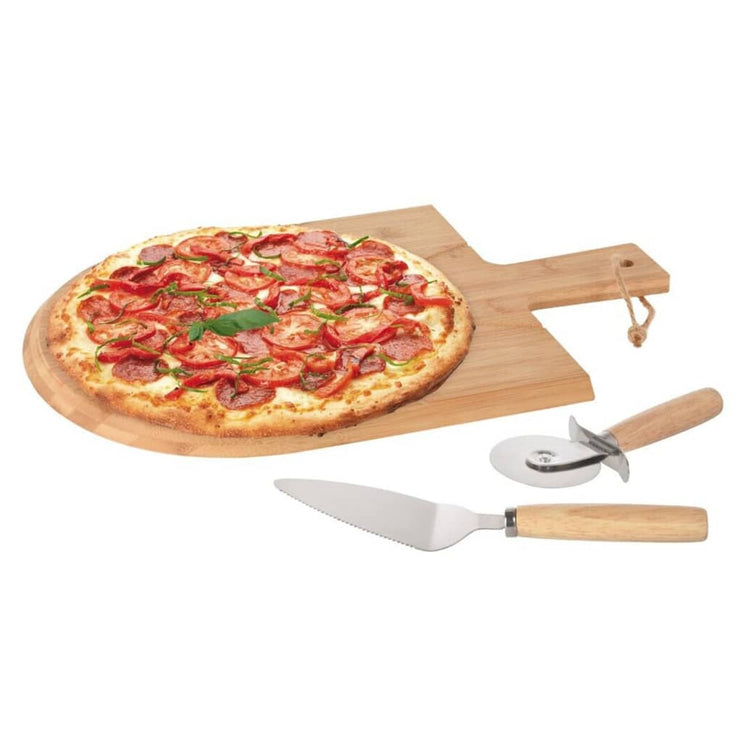 Excellent Houseware Pizzaset 3 delar 43x30 cm bambu