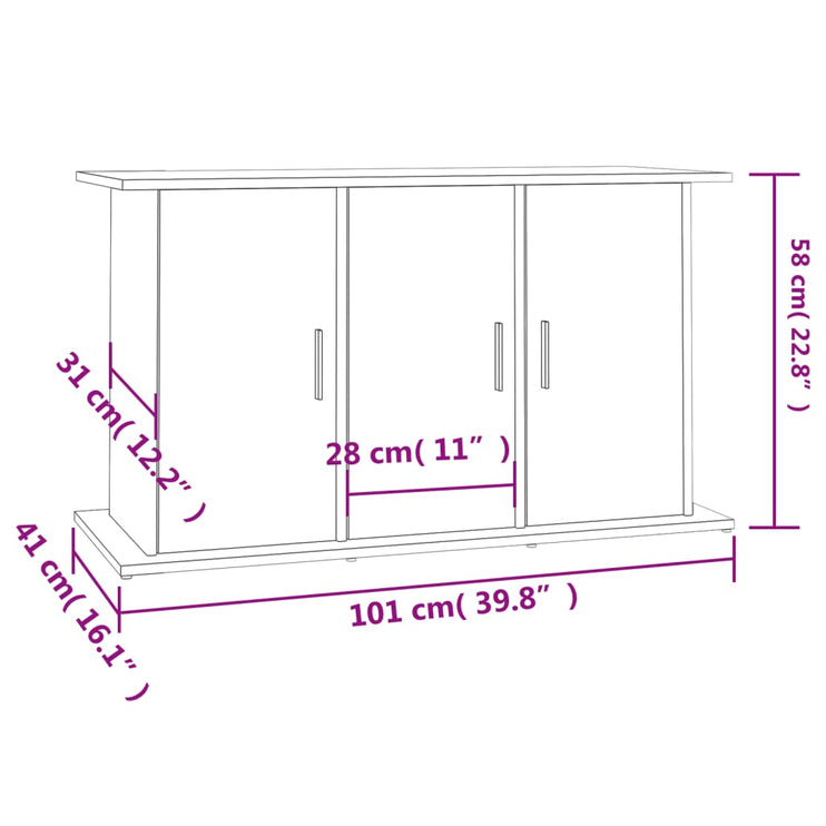 Akvariebänk rökfärgad ek 101x41x58 cm konstruerat trä