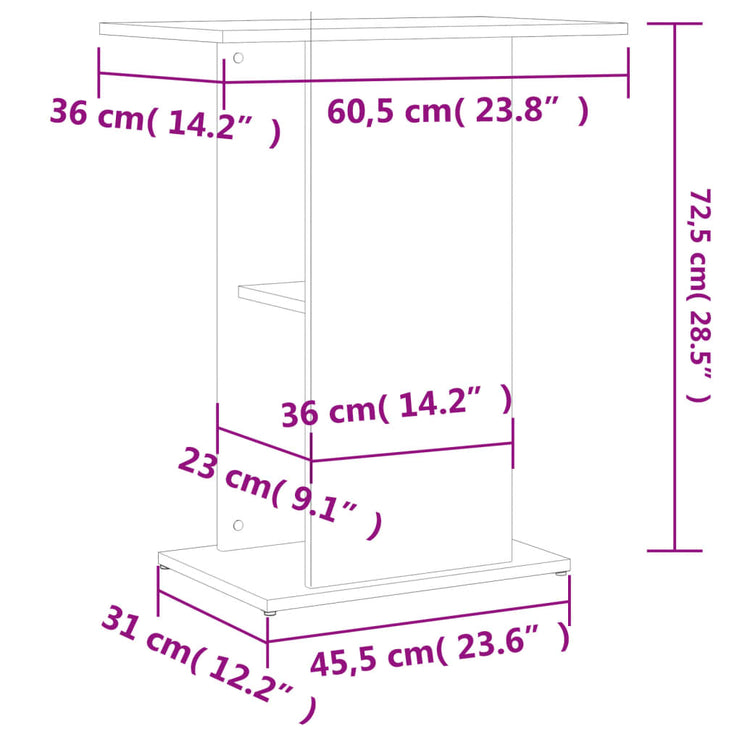 Akvariebänk rökfärgad ek 60,5x36x72,5 cm konstruerat trä