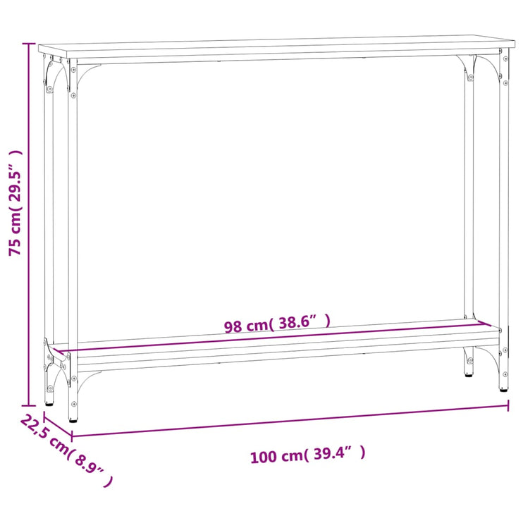 Avlastningsbord rökfärgad ek 100x22,5x75 cm konstruerat trä