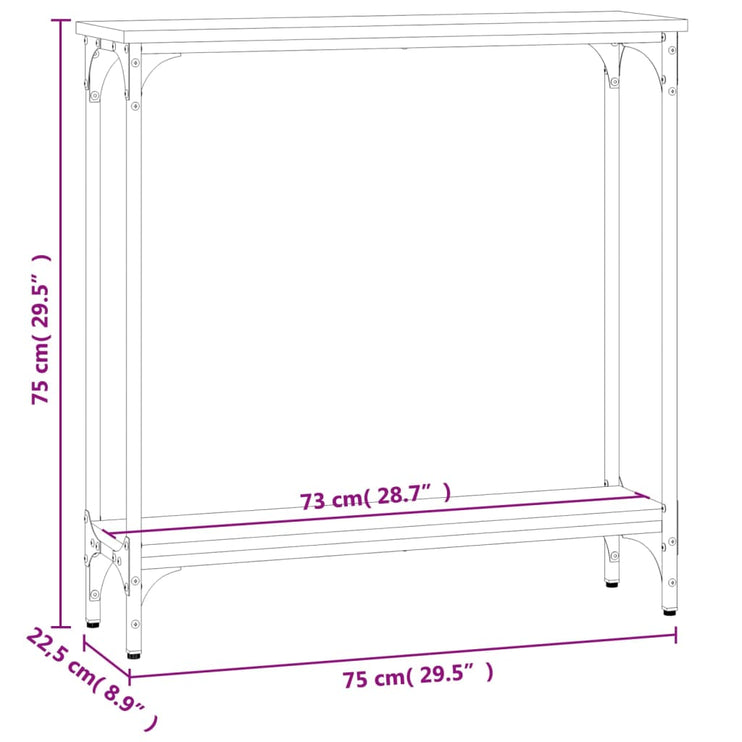 Avlastningsbord rökfärgad ek 75x22,5x75 cm konstruerat trä