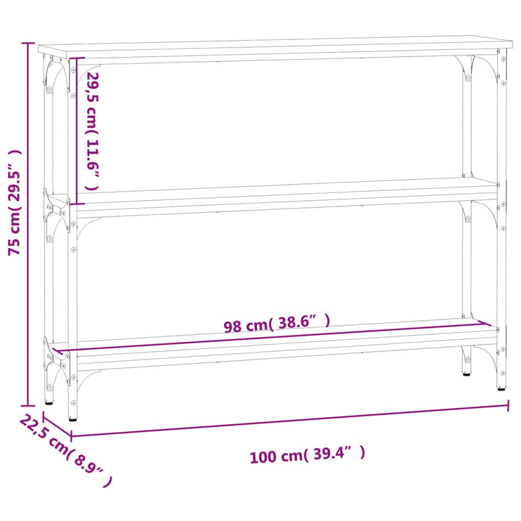 Avlastningsbord rökfärgad ek 100x22,5x75 cm konstruerat trä