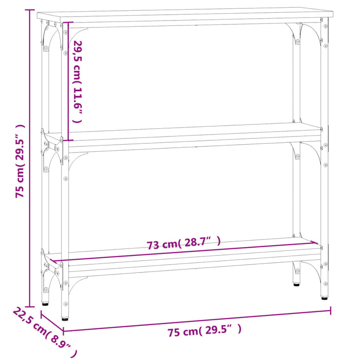 Avlastningsbord rökfärgad ek 75x22,5x75 cm konstruerat trä