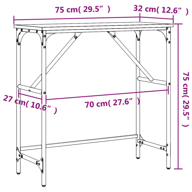 Avlastningsbord rökfärgad ek 75x32x75 cm konstruerat trä