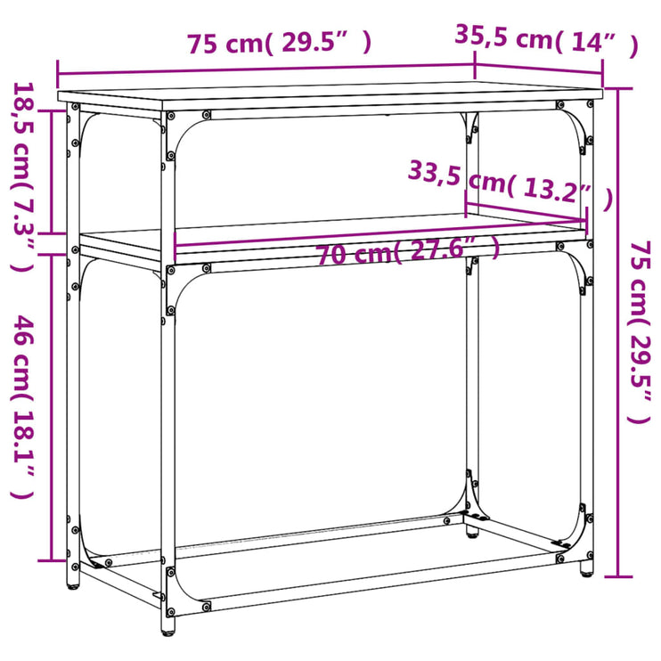 Avlastningsbord rökfärgad ek 75x35,5x75 cm konstruerat trä