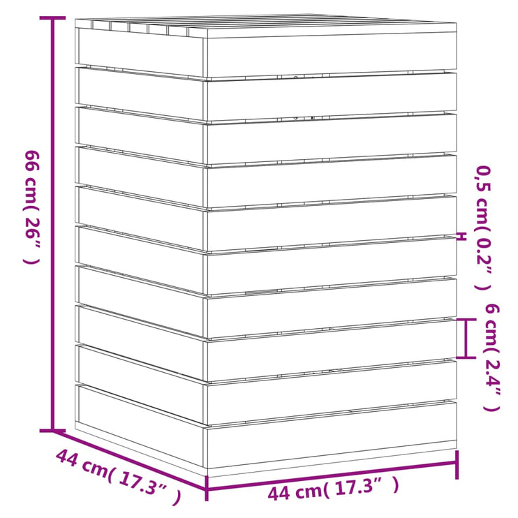 Tvättkorg 44x44x66 cm massiv furu