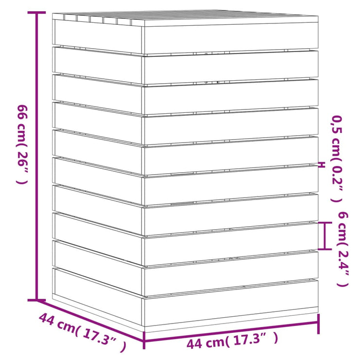 Tvättkorg vit 44x44x66 cm massiv furu