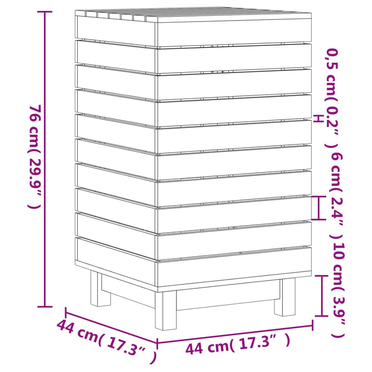 Tvättkorg 44x44x76 cm massiv furu