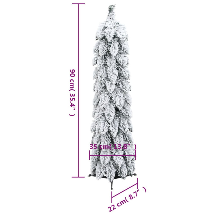 Upplyst plastträd med 45 lysdioder och snö 90 cm