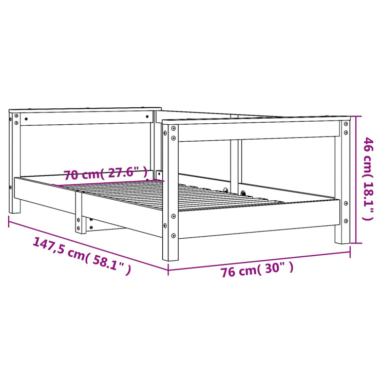 Sängram för barnsäng 70x140 cm massiv furu