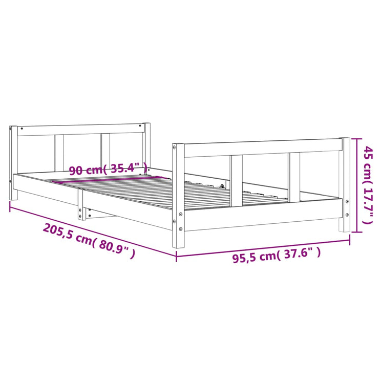 Sängram för barnsäng 90x200 cm massiv furu