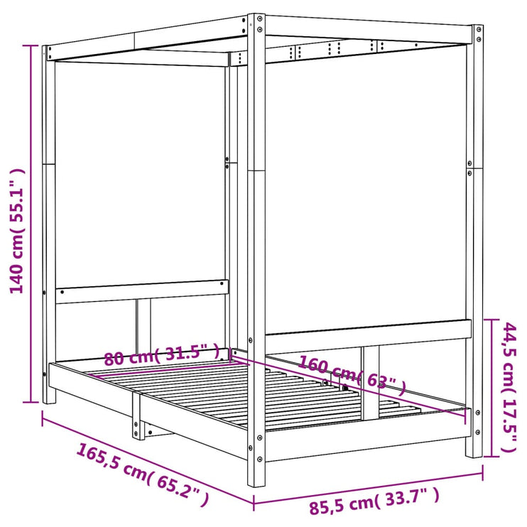 Sängram för barnsäng 80x160 cm massiv furu