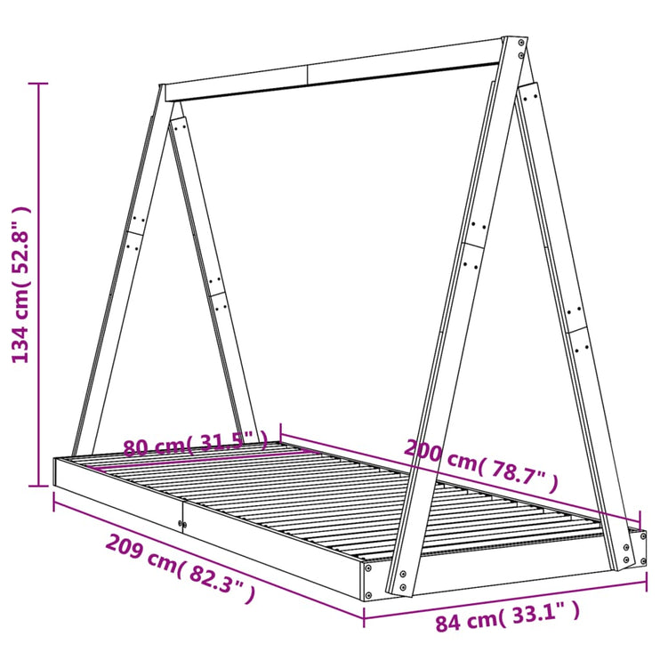 Sängram för barnsäng 80x200 cm massiv furu