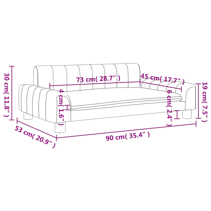 Barnsoffa svart 90x53x30 cm tyg