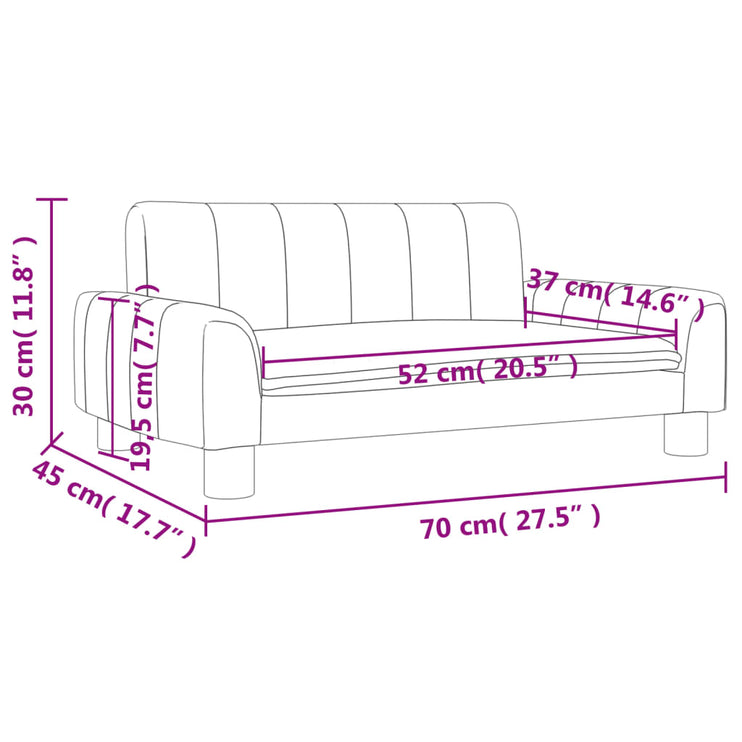 Barnsoffa ljusgrå 70x45x30 cm tyg