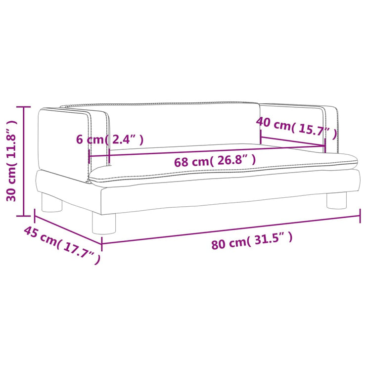 Barnsoffa mörkgrå 80x45x30 cm sammet