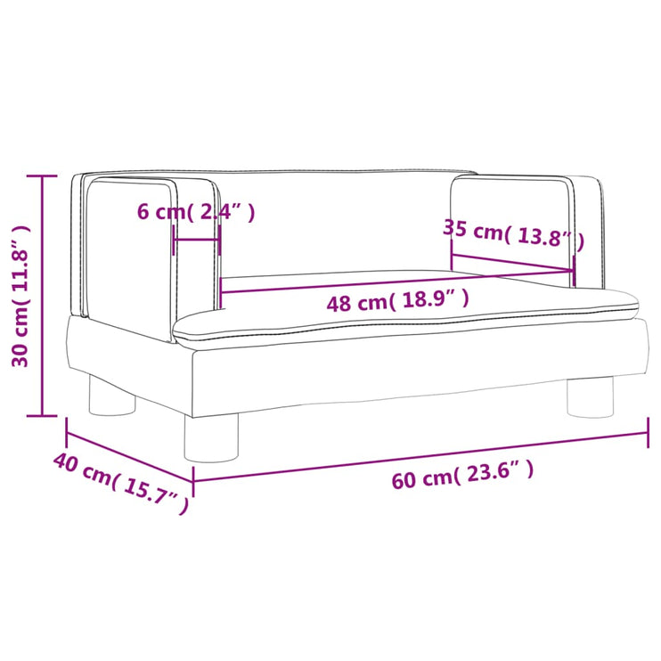 Barnsoffa svart 60x40x30 cm sammet