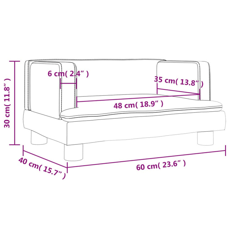 Barnsoffa gräddvit 60x40x30 cm sammet