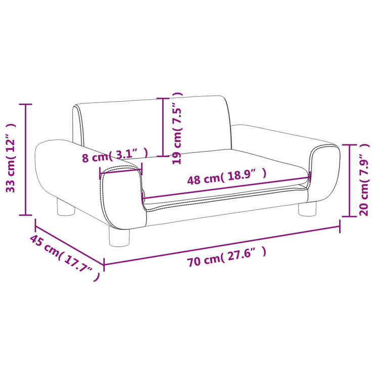 Barnsoffa ljusgrå 70x45x33 cm sammet