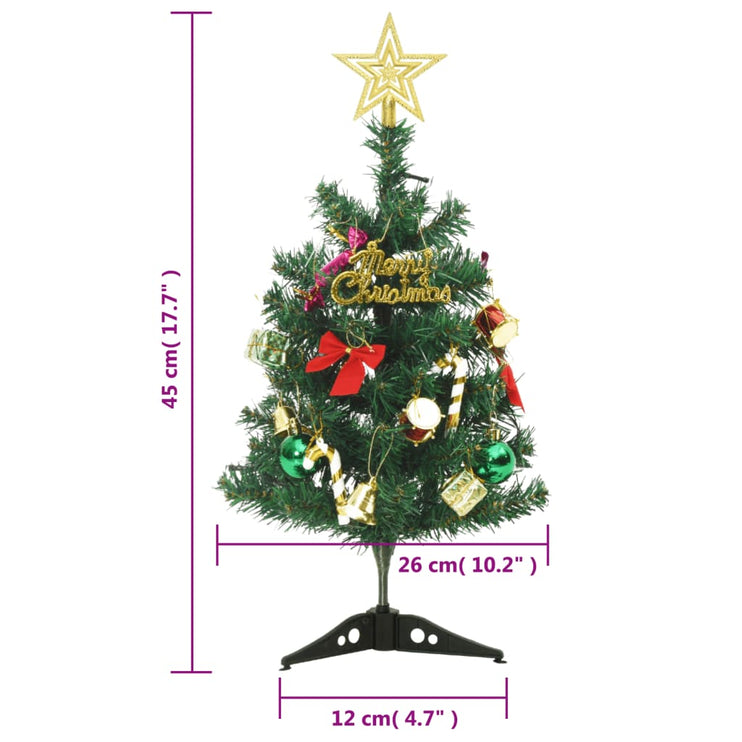 Upplyst miniplastträd med 20 lysdioder grön 45 cm