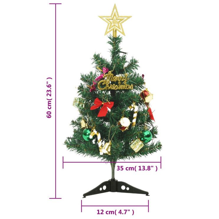 Upplyst miniplastträd med 30 lysdioder grön 60 cm