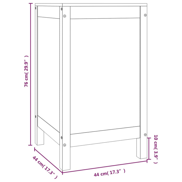 Tvättkorg 44x44x76 cm massiv furu