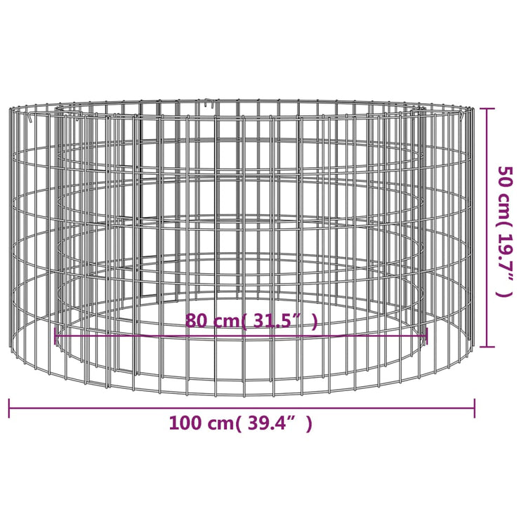 Gabion för eldstad Ø 100 cm galvaniserat järn