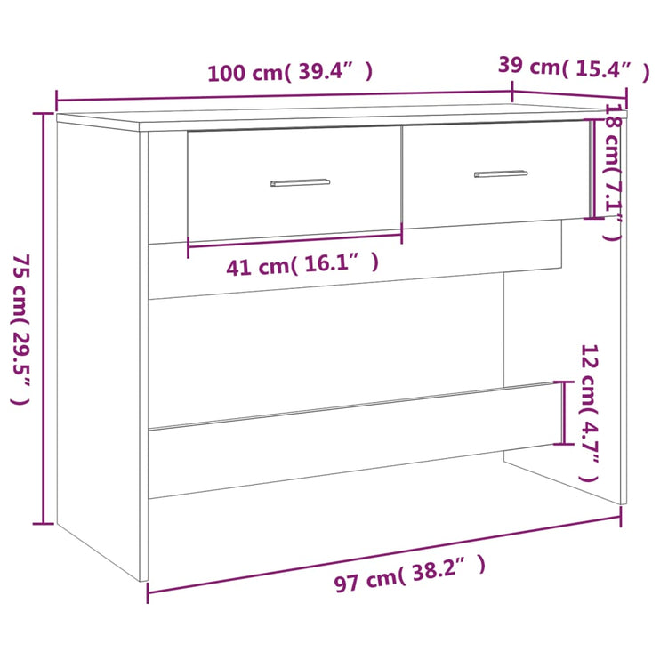 Avlastningsbord rökfärgad ek 100x39x75 cm konstruerat trä