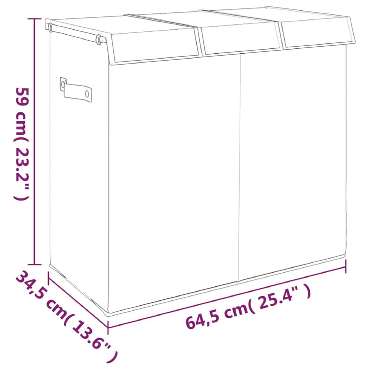 Vikbar tvättkorg grå 64,5x34,5x59 cm konstlinne