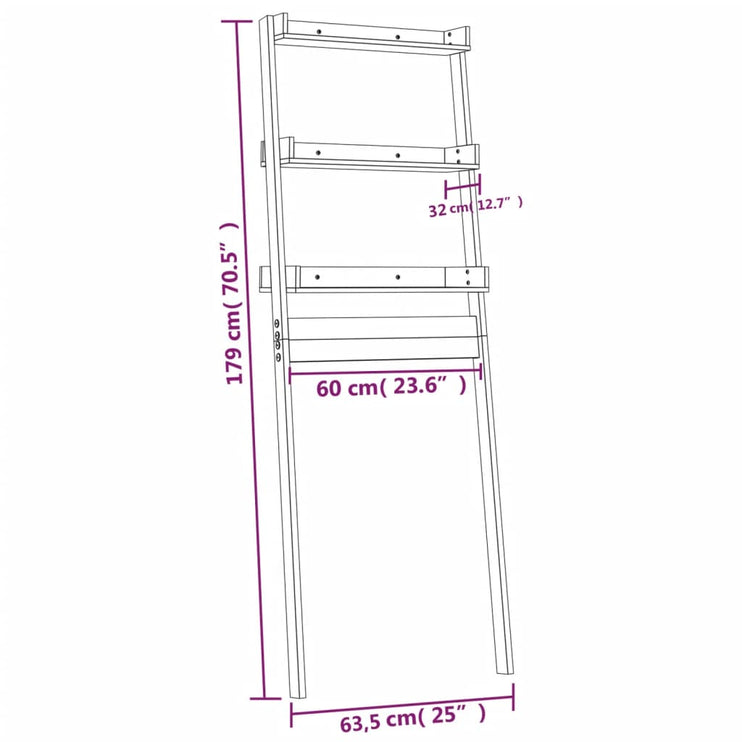 Badrumshylla vit 63,5x32x179 cm massiv furu