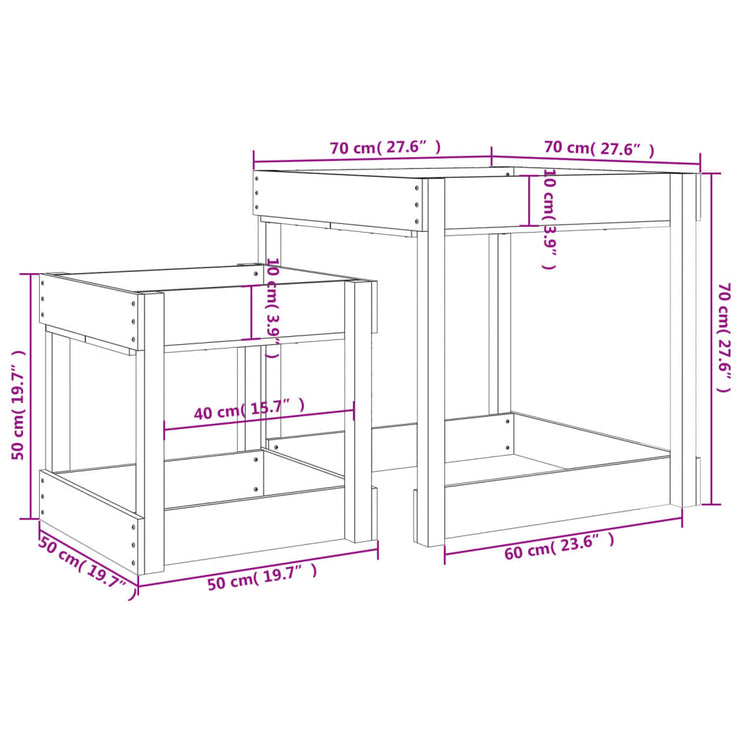 Sandbord 2 vit massiv furu