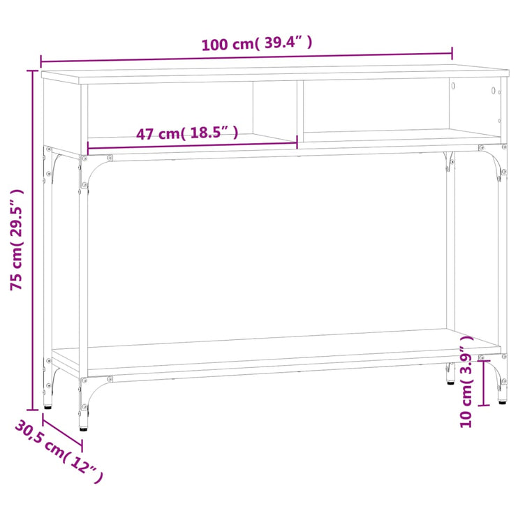 Avlastningsbord rökfärgad ek 100x30,5x75 cm konstruerat trä