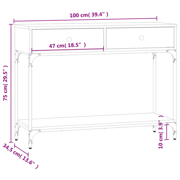 Avlastningsbord rökfärgad ek 100x34,5x75 cm konstruerat trä