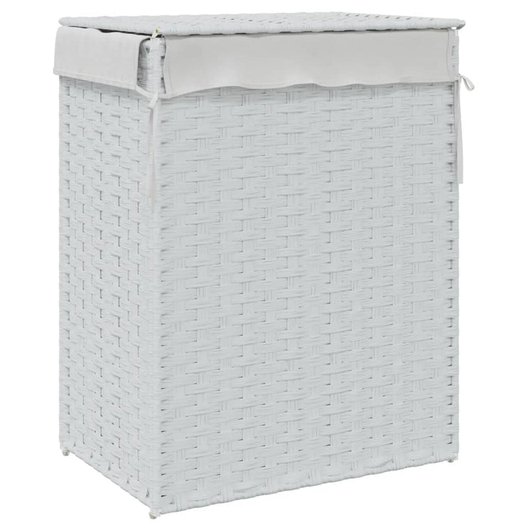 Tvättkorg med lock vit 46x33x60 cm konstrotting