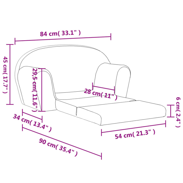 Bäddsoffa för barn 2-sits ljusgrå med stjärnor mjuk plysch